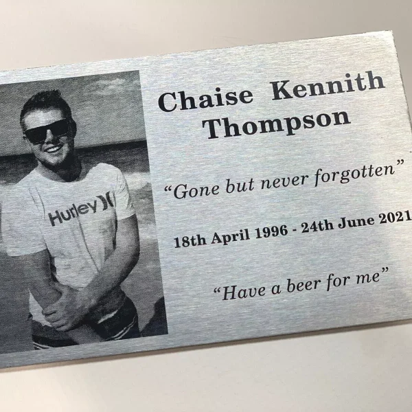 Stainless Steel Memorial Plaque urn grave marker Laser Engrave your photo