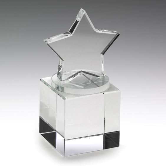 Corporate Business Award Trophy Mini Star 50mm Crystal Block Laser Engraving