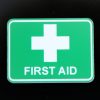 First Aid Sign Laser Engraved Tag Label Boat Car Caravan 40mm X 30mm