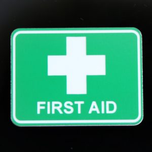 First Aid Sign Laser Engraved Tag Label Boat Car Caravan 40mm X 30mm